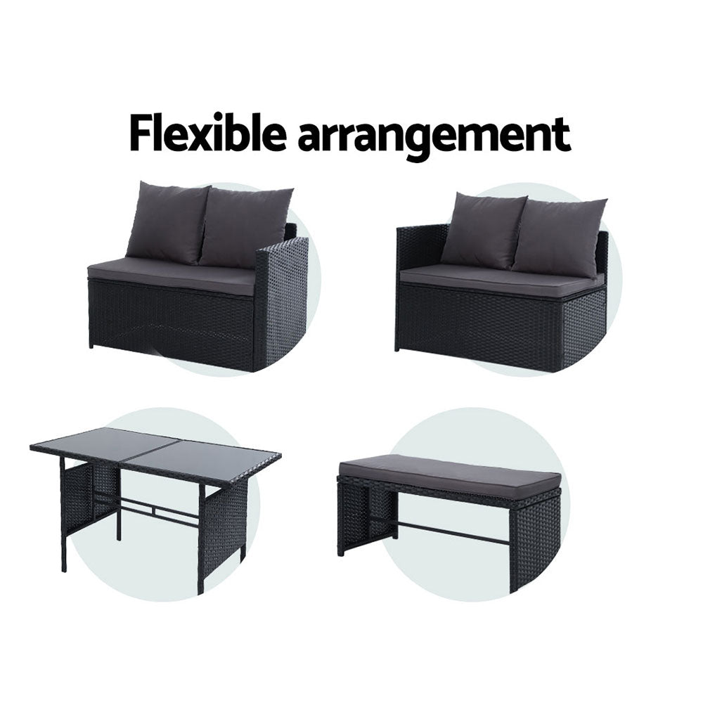 Gardeon Outdoor Furniture Dining Setting Sofa Set Wicker 8 Seater Storage Cover