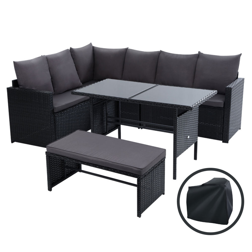 Gardeon Outdoor Furniture Dining Setting Sofa Set Wicker 8 Seater Storage Cover