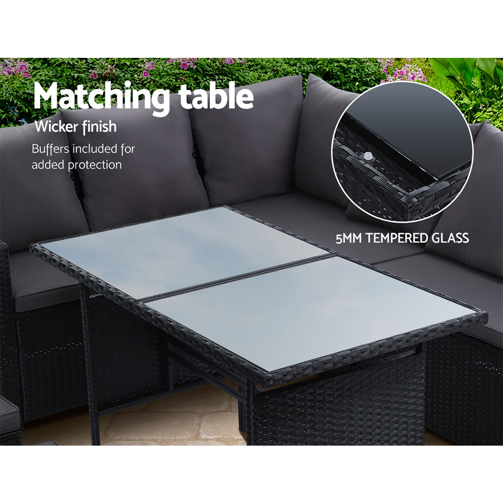 Gardeon Outdoor Furniture Dining Setting Sofa Set Wicker 9 Seater Storage Cover