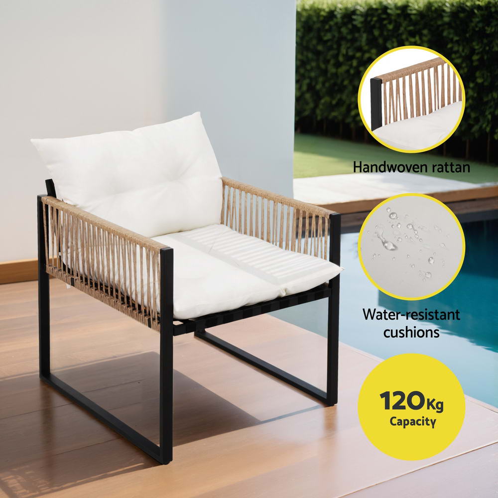 4 Seater - 4 Seater Outdoor Sofa Set 4Pcs Table Chair Set Garden Patio Furniture