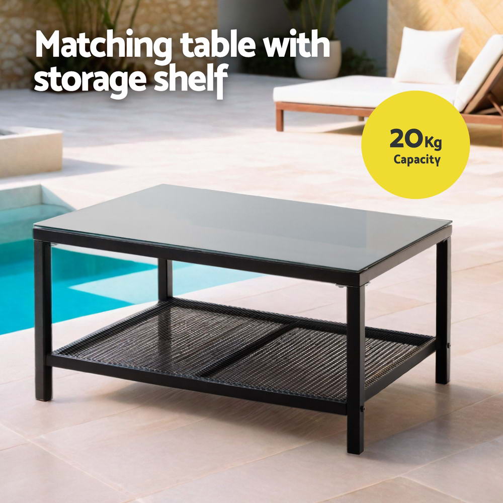 Outdoor Sofas & Lounge Sets - 4 Seater Outdoor Sofa Set 4Pcs Table Chair Set Garden Patio Furniture