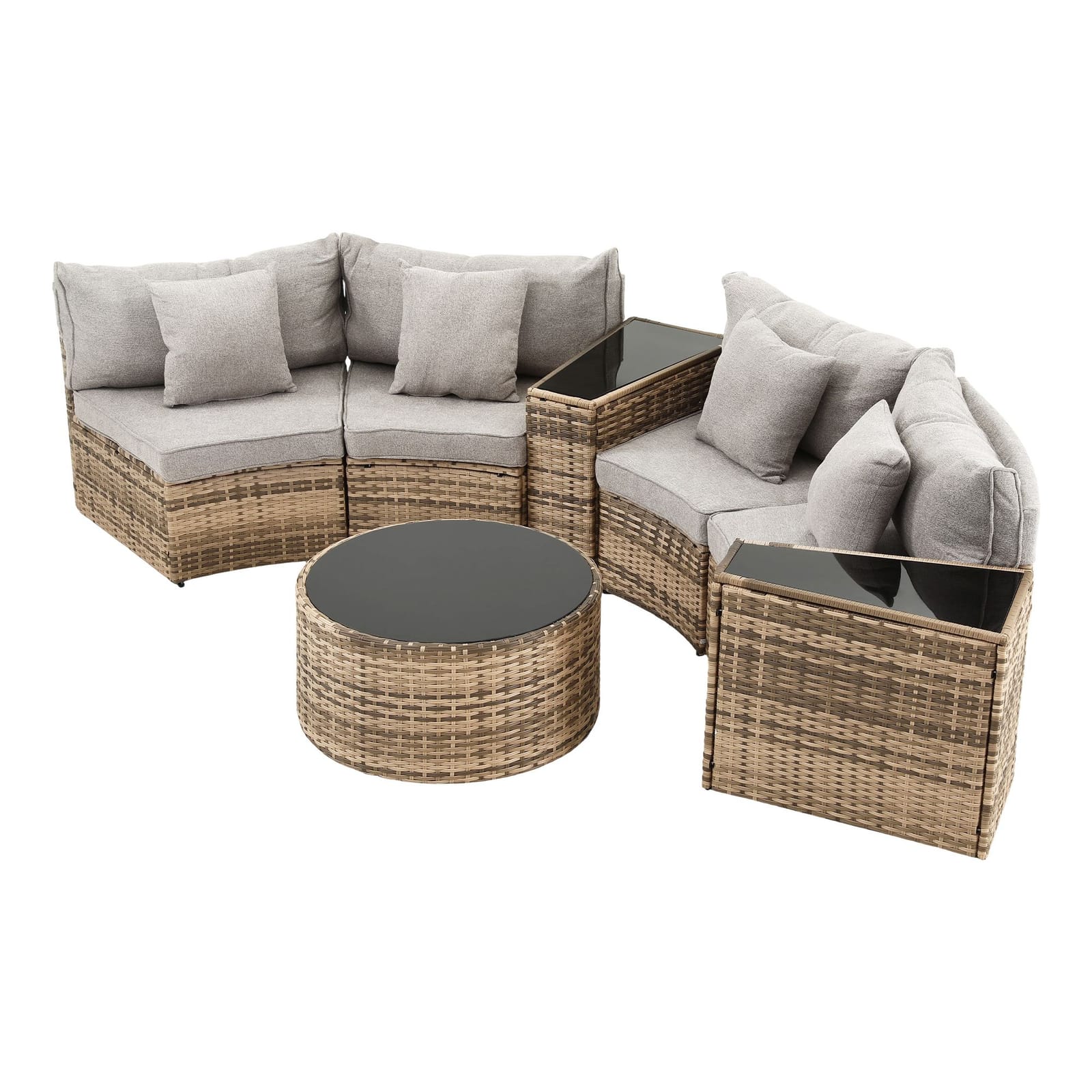 Outdoor Sofa Set Brown Rattan 81x66x67cm
