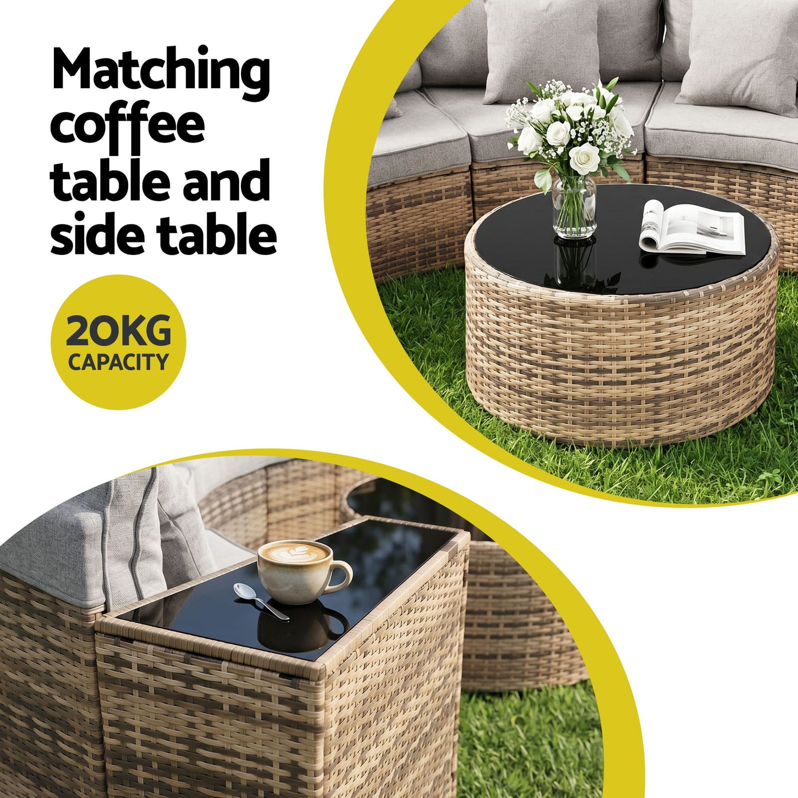 Outdoor Sofa Set Brown Rattan 81x66x67cm