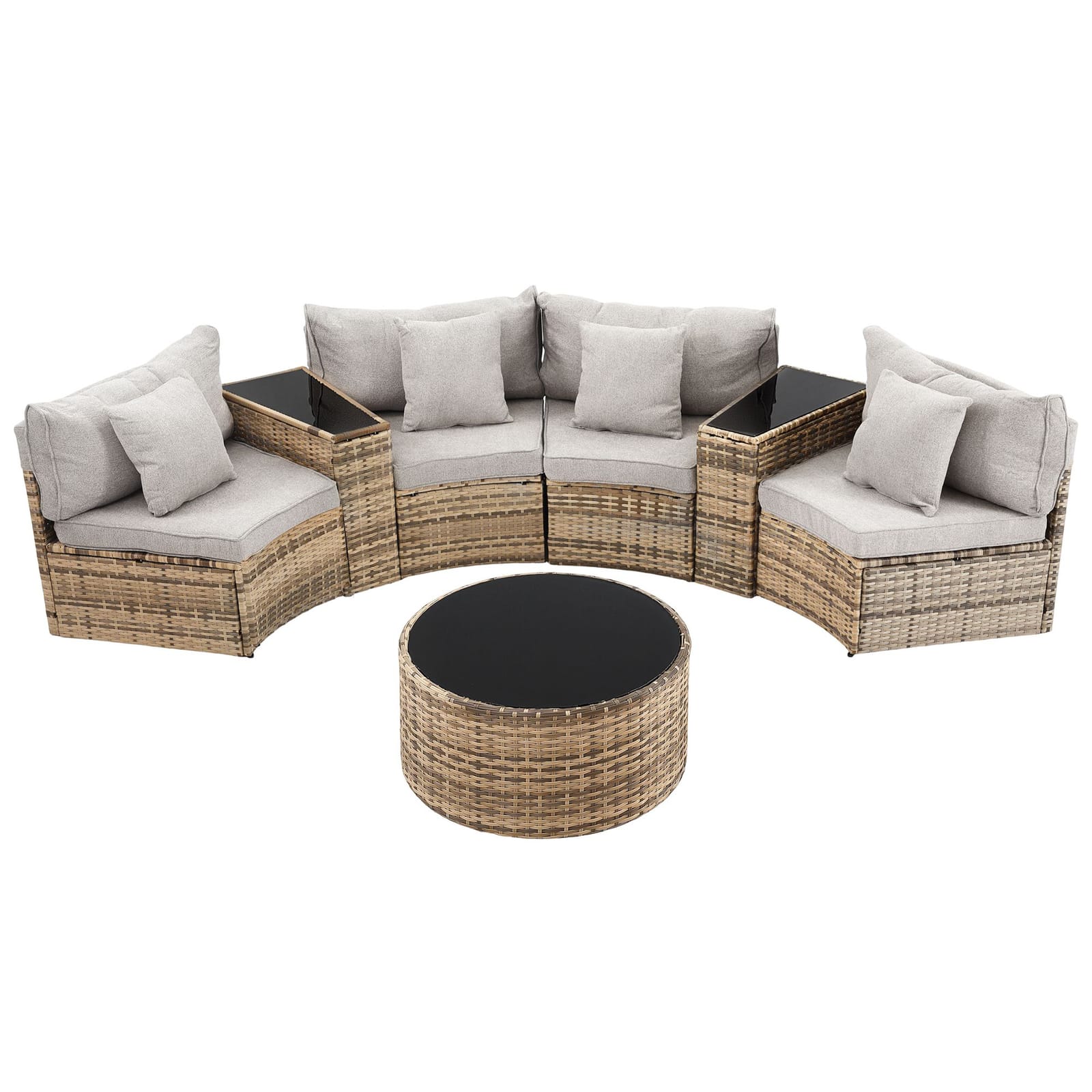 Outdoor Sofa Set Brown Rattan 81x66x67cm