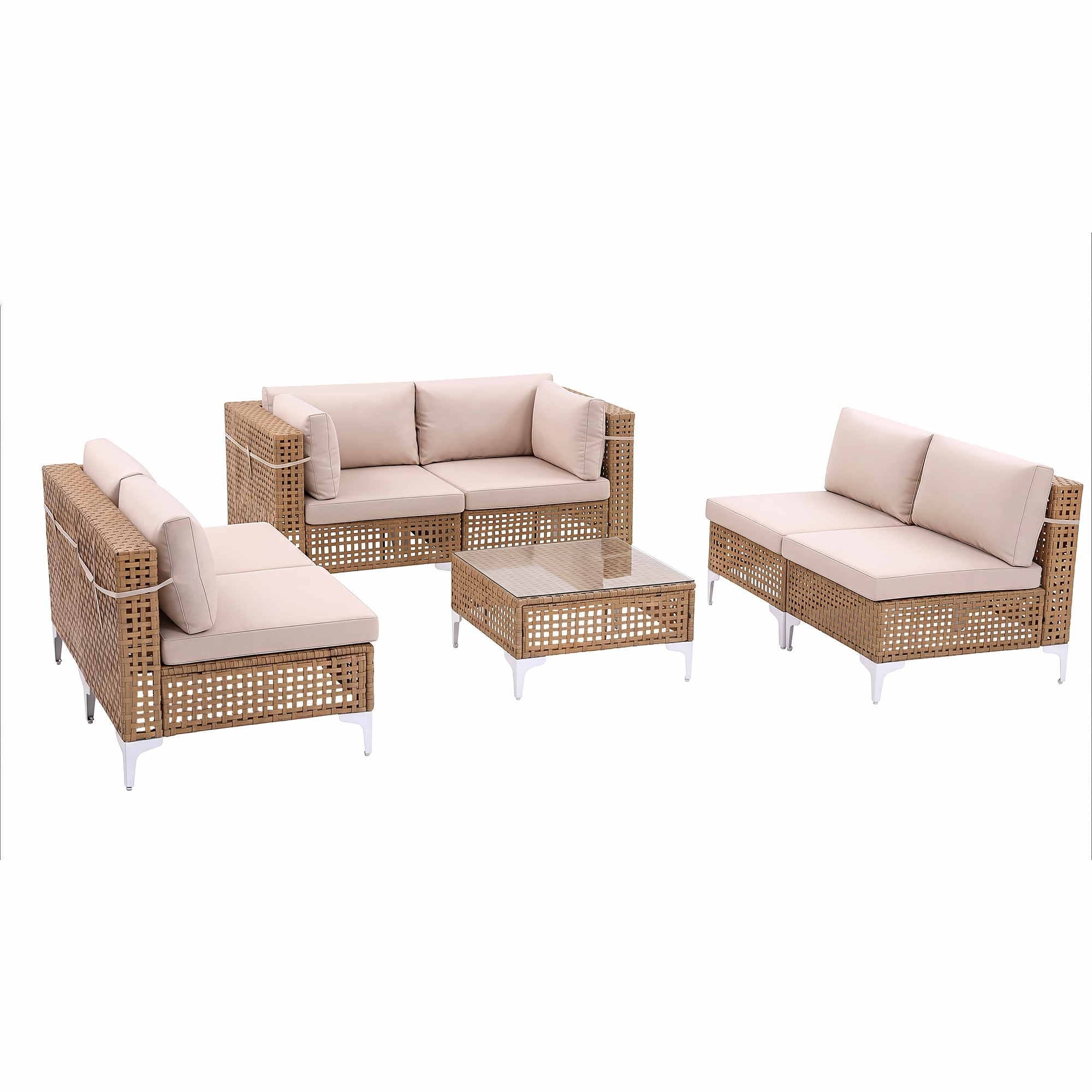 6 Seater Rattan Outdoor Sofa Set 7 Piece | Simpledeals