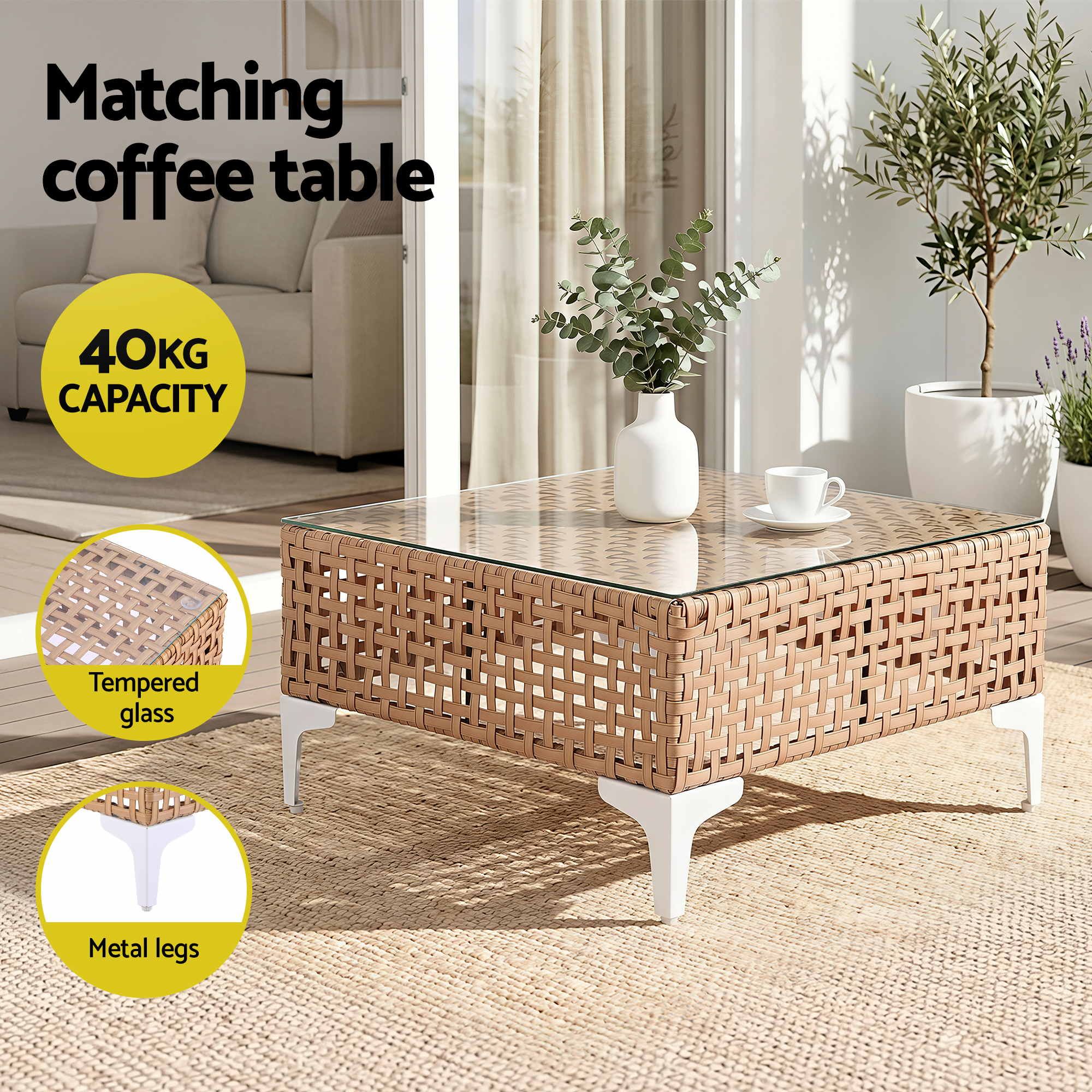 6 Seater Rattan Outdoor Sofa Set 7 Piece | Simpledeals
