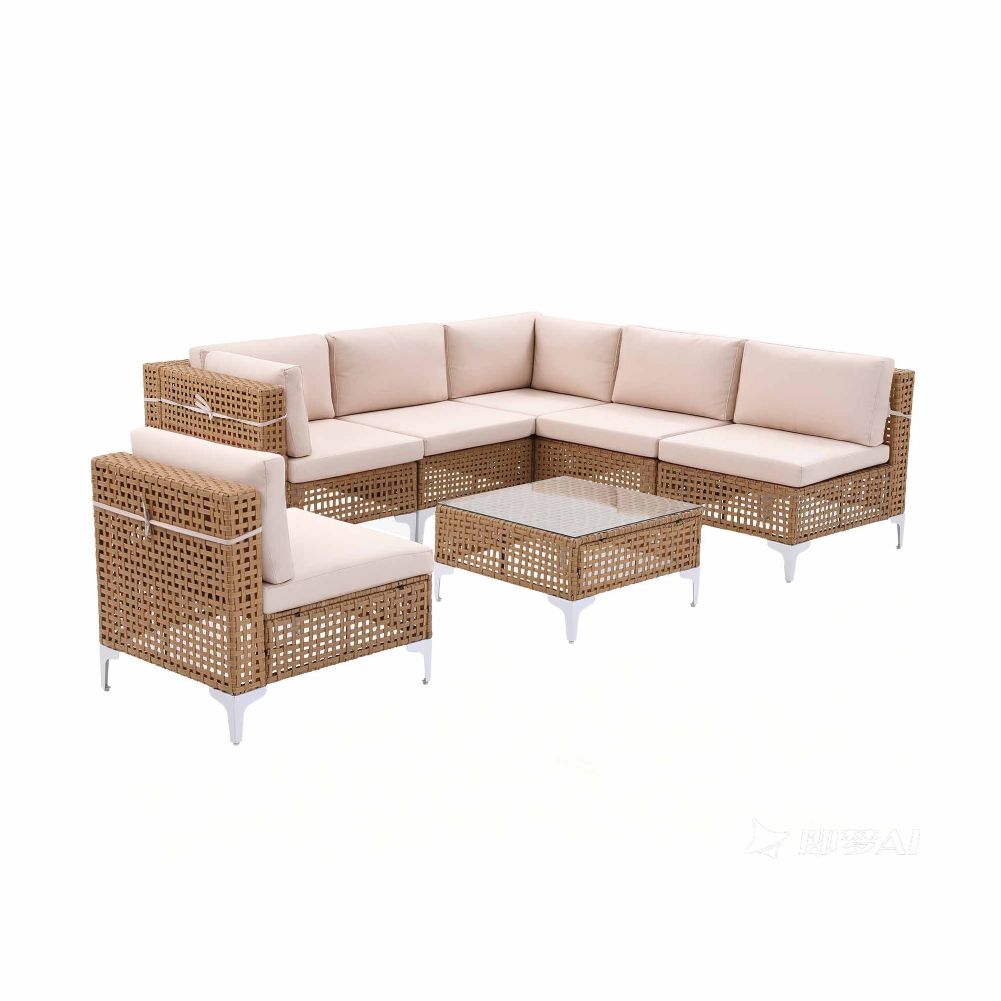 6 Seater Rattan Outdoor Sofa Set 7 Piece | Simpledeals
