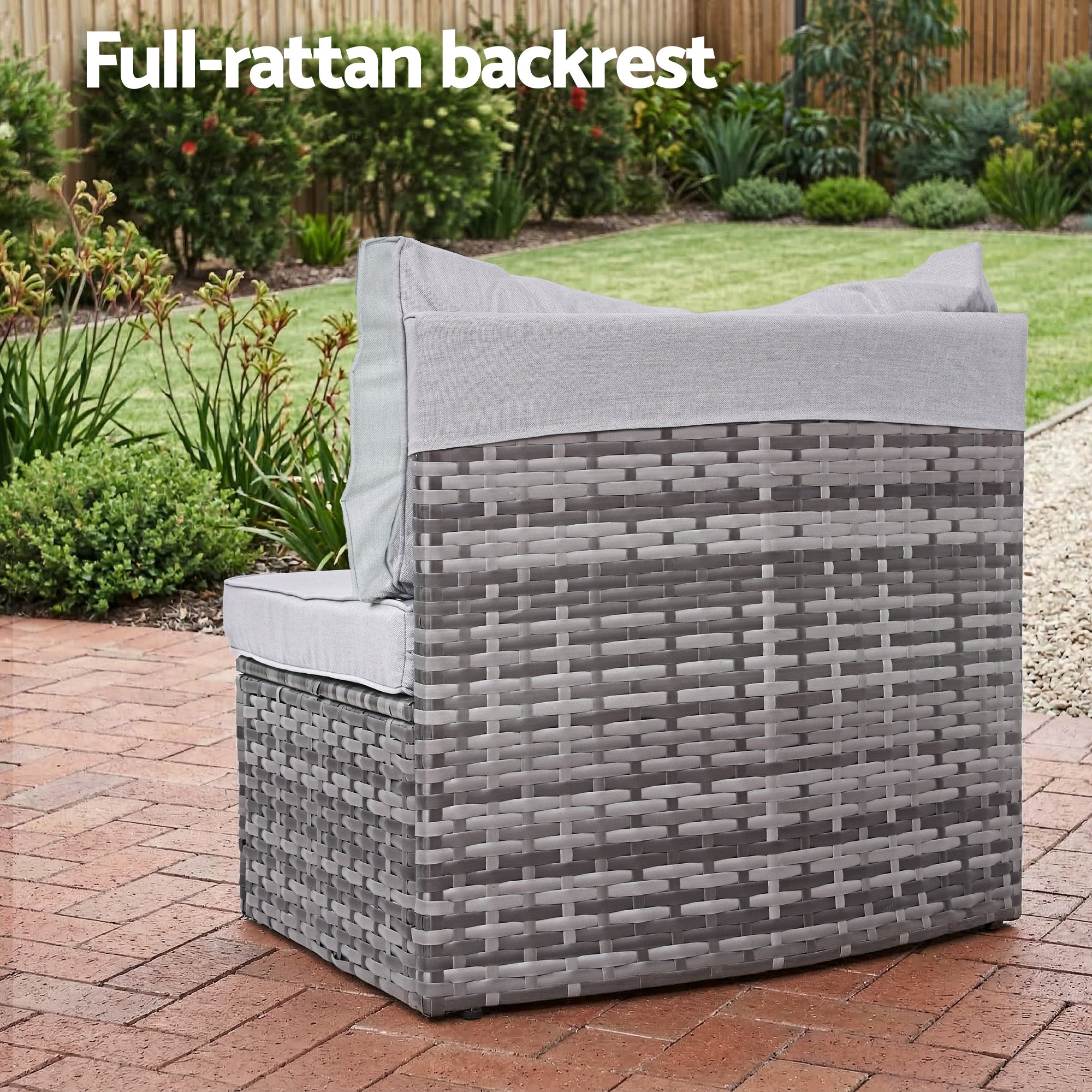 9 Piece Outdoor Rattan Sofa Six Seater with Cushions