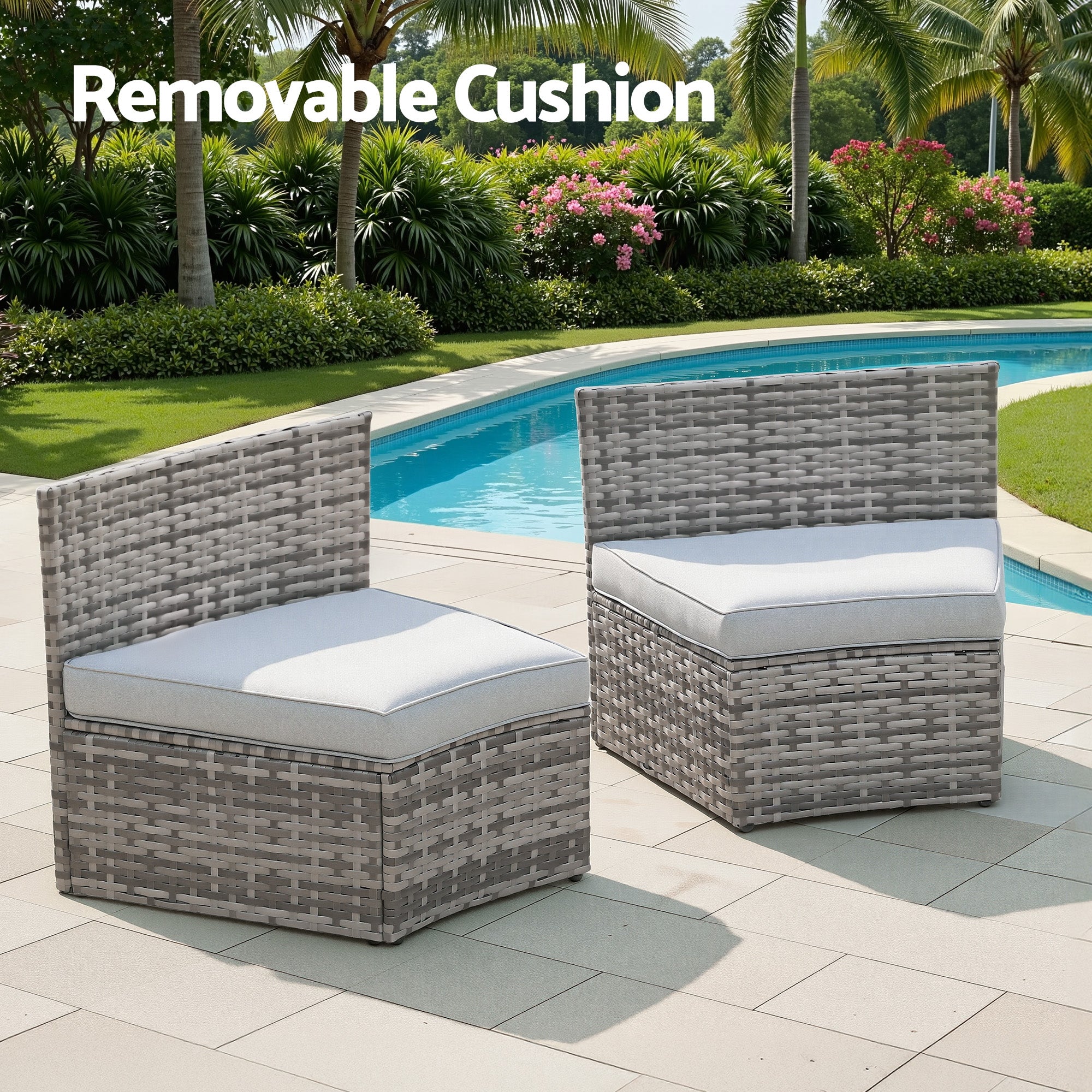 Gardeon 2 Piece Rattan Outdoor Sofa Set Grey | Simpledeals
