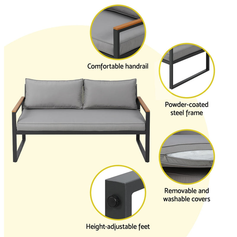 Outdoor Sofa Set 3-Seater Corner Modular Lounge Setting