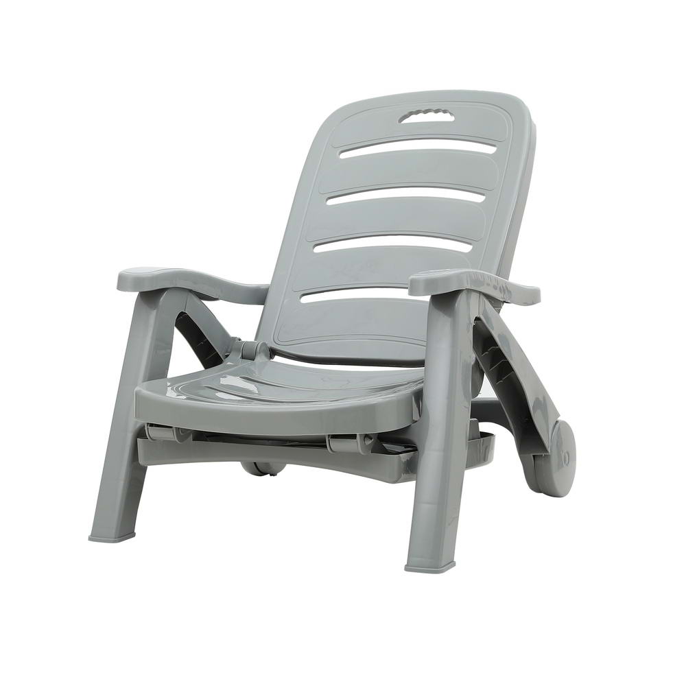 Sun Lounger Folding Lounge Chair Wheels Patio Outdoor Furniture