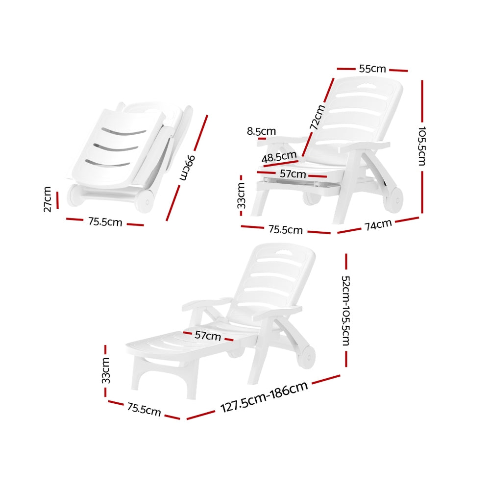 Sun Lounger Folding Chaise Lounge Chair Wheels Patio Outdoor Furniture | Outdoor Chairs - photo 6