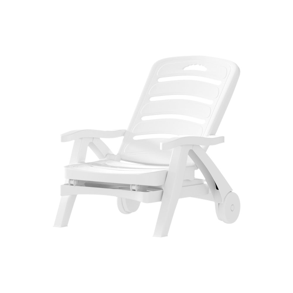 Sun Lounger Folding Chaise Lounge Chair Wheels Patio Outdoor Furniture, Outdoor Chairs - photo 7