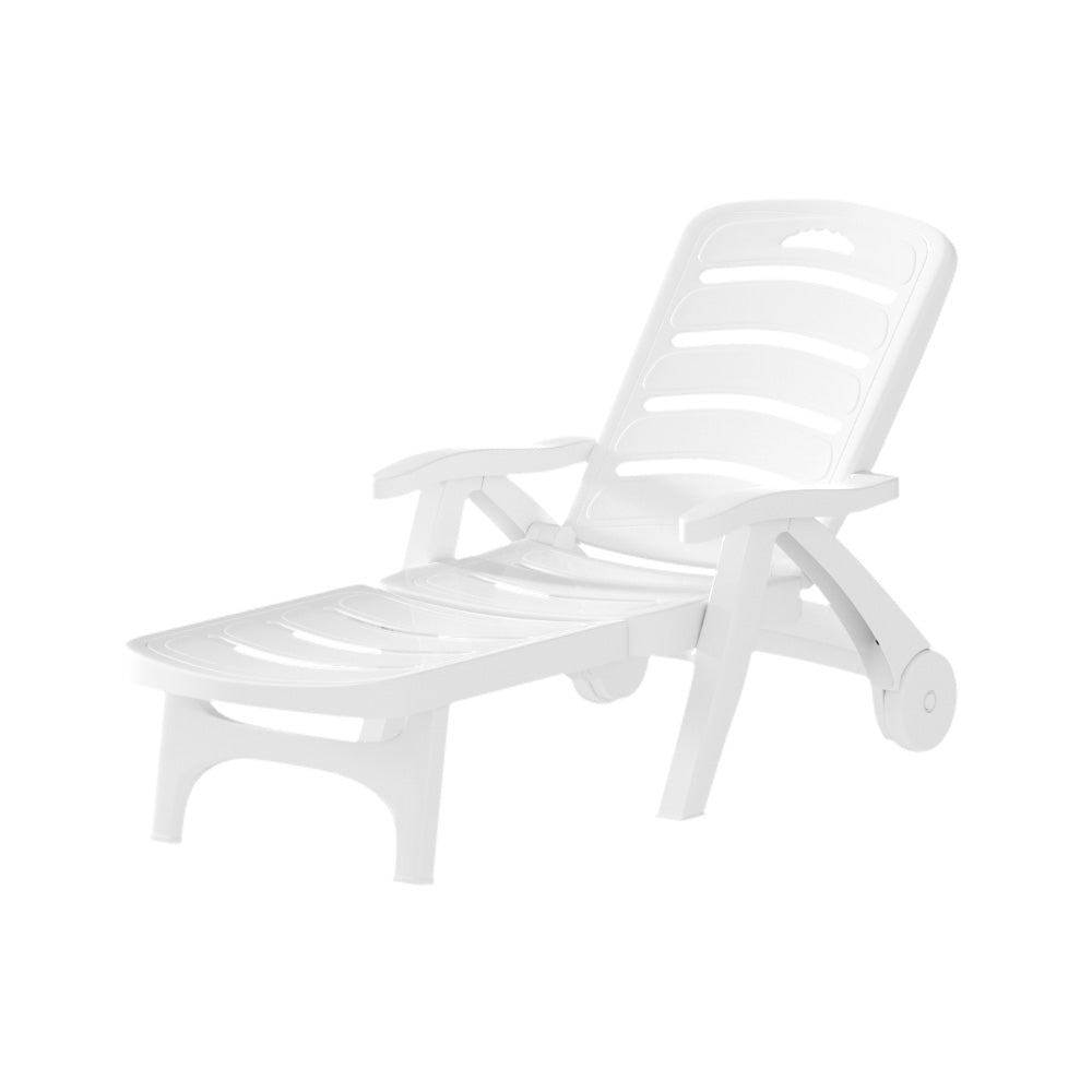 Sun Lounger Folding Chaise Lounge Chair Wheels Patio Outdoor Furniture, Outdoor Chairs