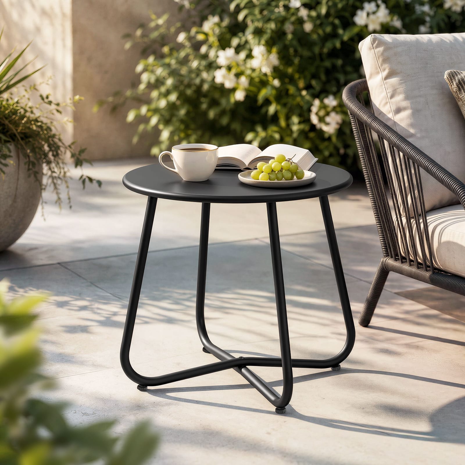 Outdoor Side Table Black Marble 45x45x45cm