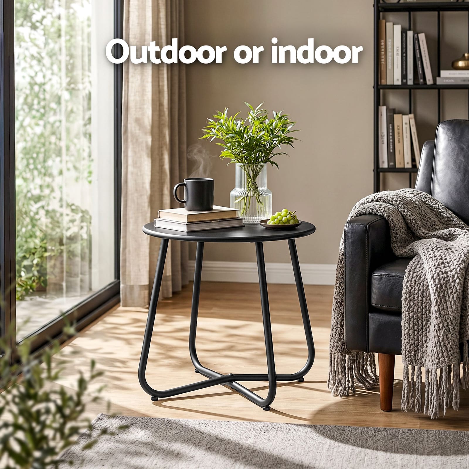Outdoor Side Table Black Marble 45x45x45cm
