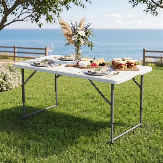 Portable Folding Table White 123x61x48cm