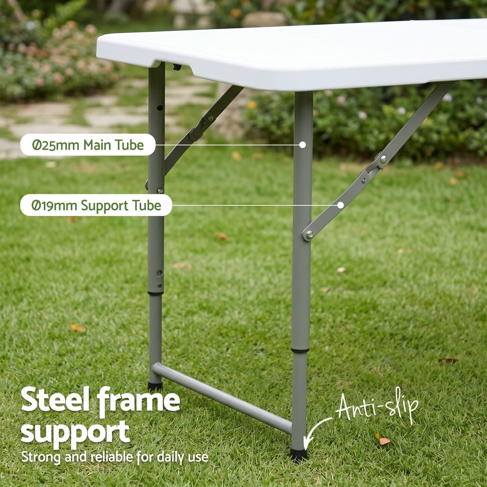 Portable Folding Table White 123x61x48cm