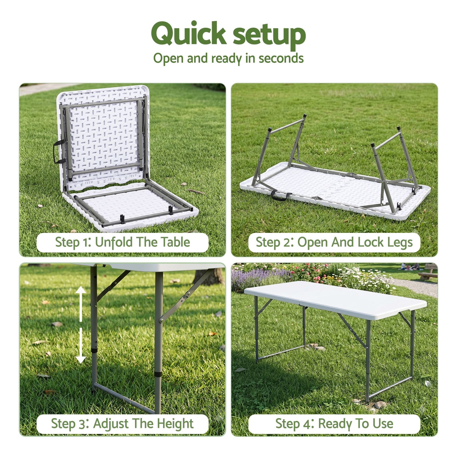 Portable Folding Table White 123x61x48cm