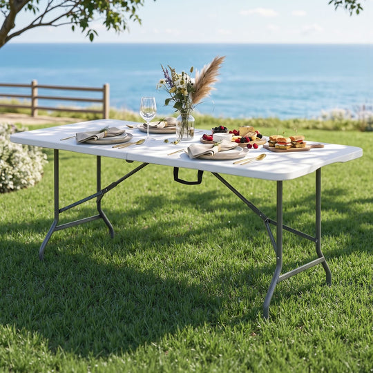 Folding Table Portable White 180x74x75cm