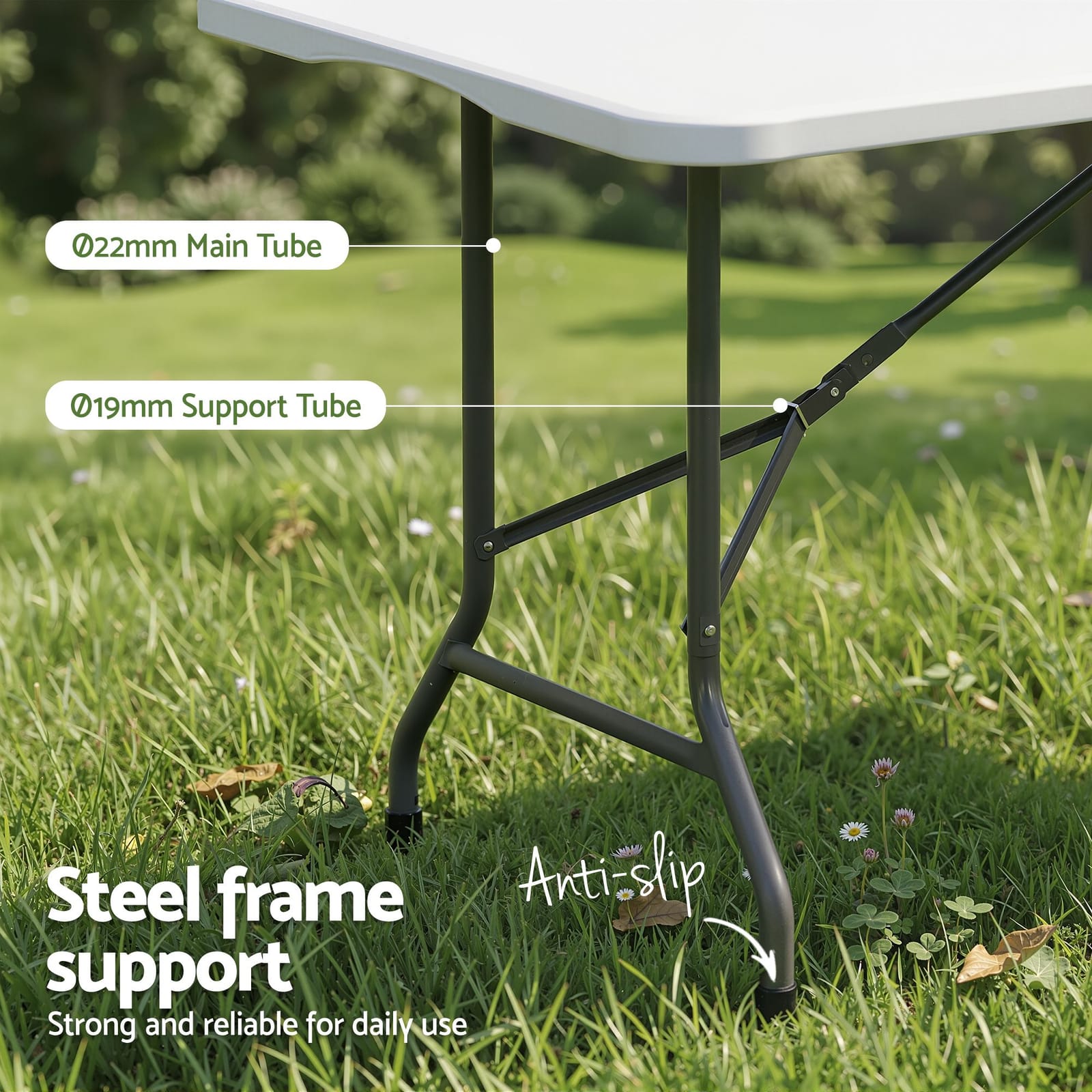 Folding Table Portable White 180x74x75cm