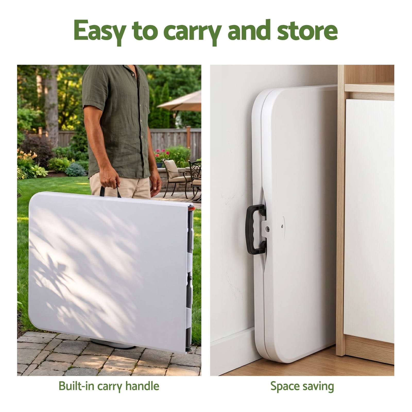 Folding Table Portable White 180x74x75cm
