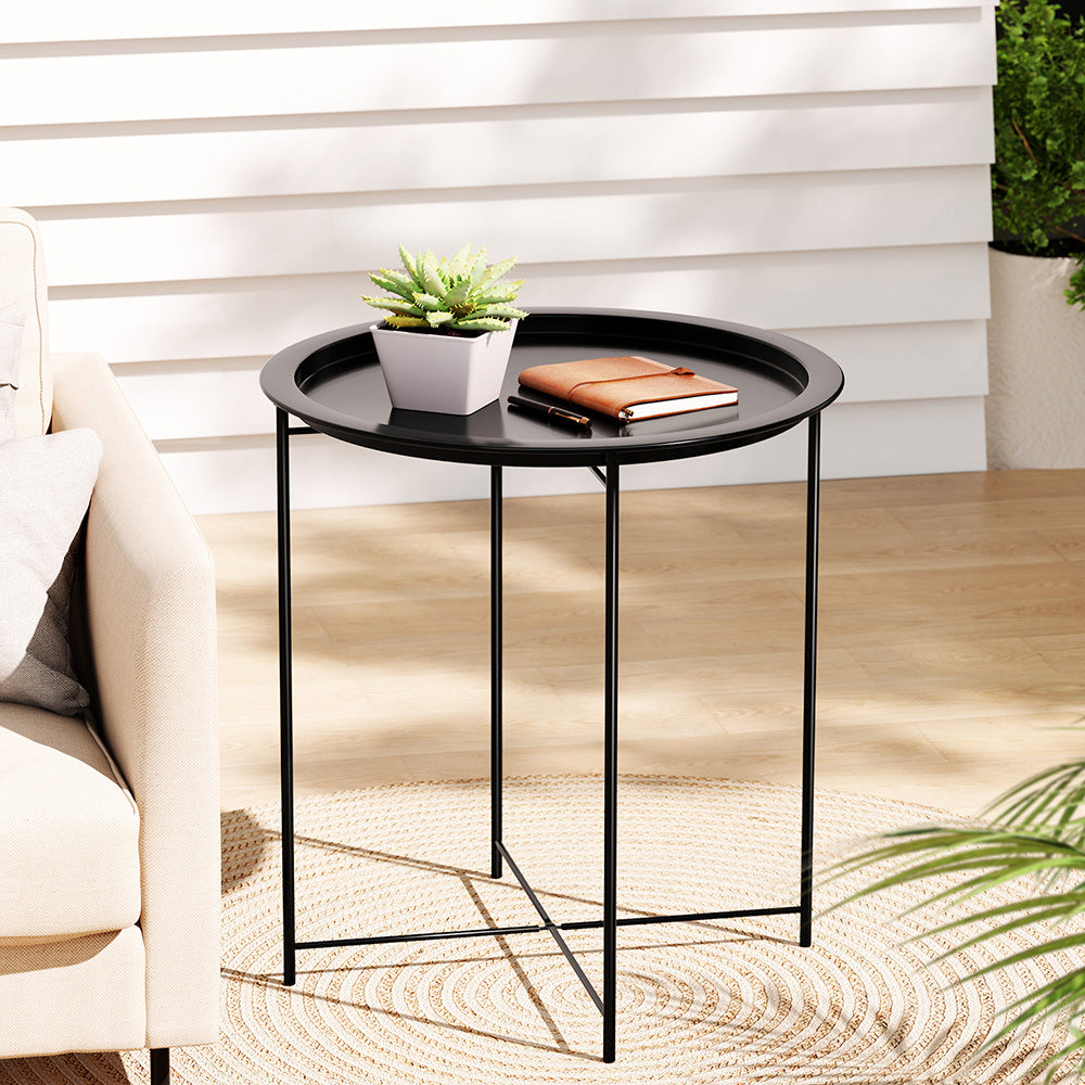 Coffee Side Table Steel Outdoor Furniture Indoor Desk Patio Garden | Outdoor Chairs