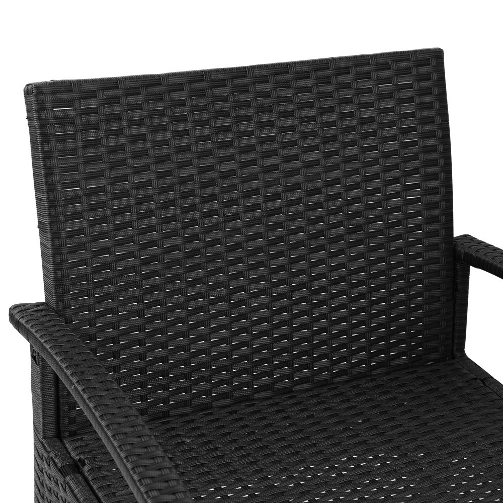 Gardeon Piece Odf Tea - 3Pc Patio Furniture Bistro Set Wicker Outdoor Lounge Setting Black