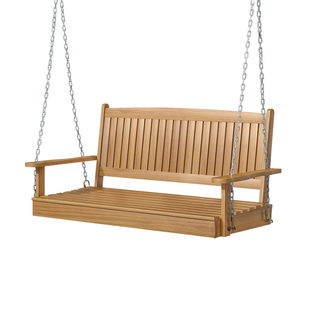 Porch Swing Chair With Chain Outdoor Wooden Bench 2 Seat Teak | Outdoor Chairs