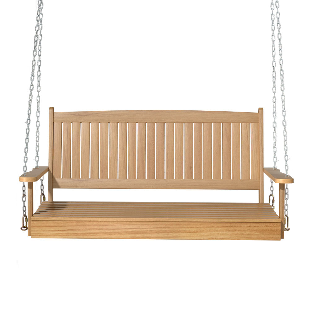 Porch Swing Chair With Chain Outdoor Wooden Bench 2 Seat Teak, Outdoor Chairs