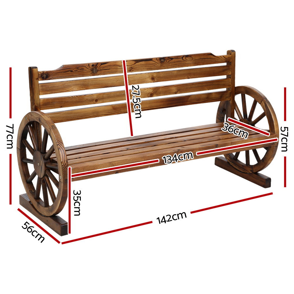 Outdoor Garden Bench Wooden 3 Seat Wagon Chair Lounge Patio, Outdoor Chairs