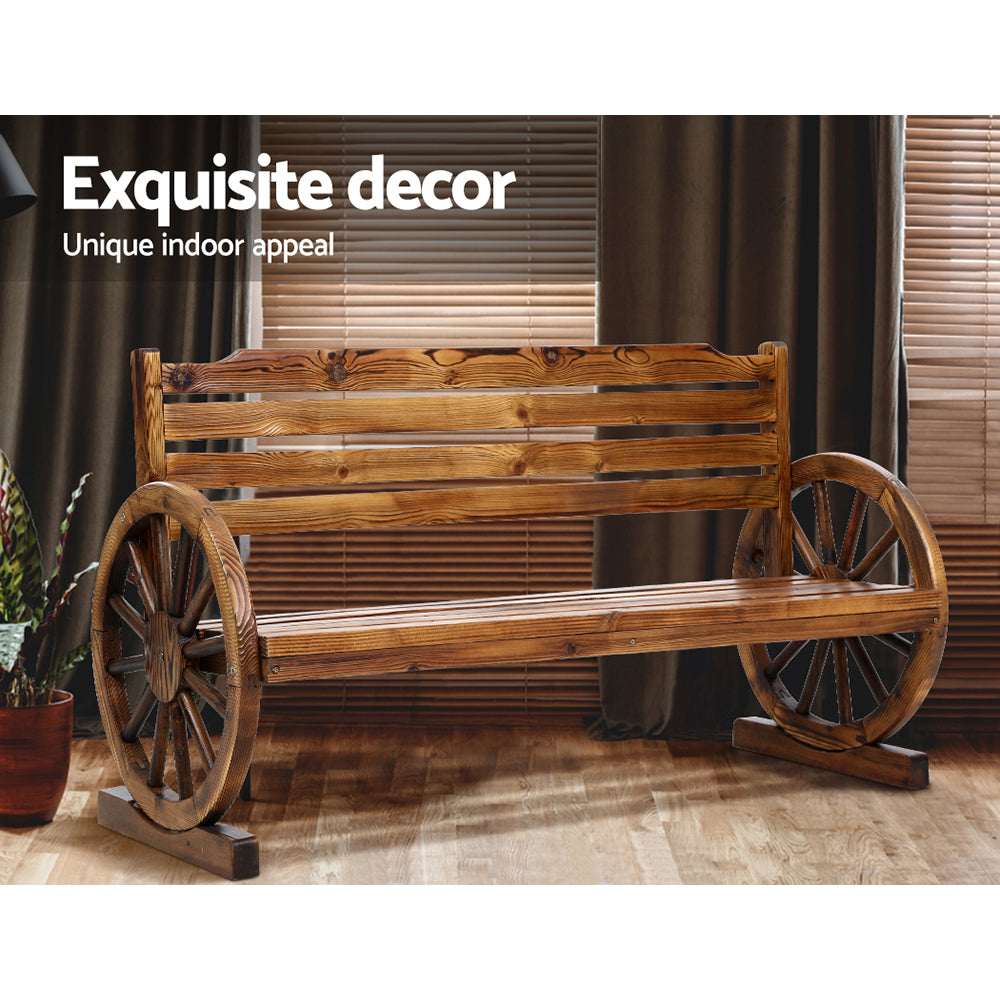 Outdoor Chairs - Outdoor Garden Bench Wooden 3 Seat Wagon Chair Lounge Patio