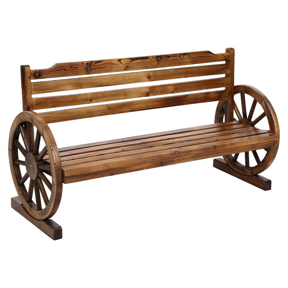 Outdoor Garden Bench Wooden 3 Seat Wagon Chair Lounge Patio | Outdoor Chairs