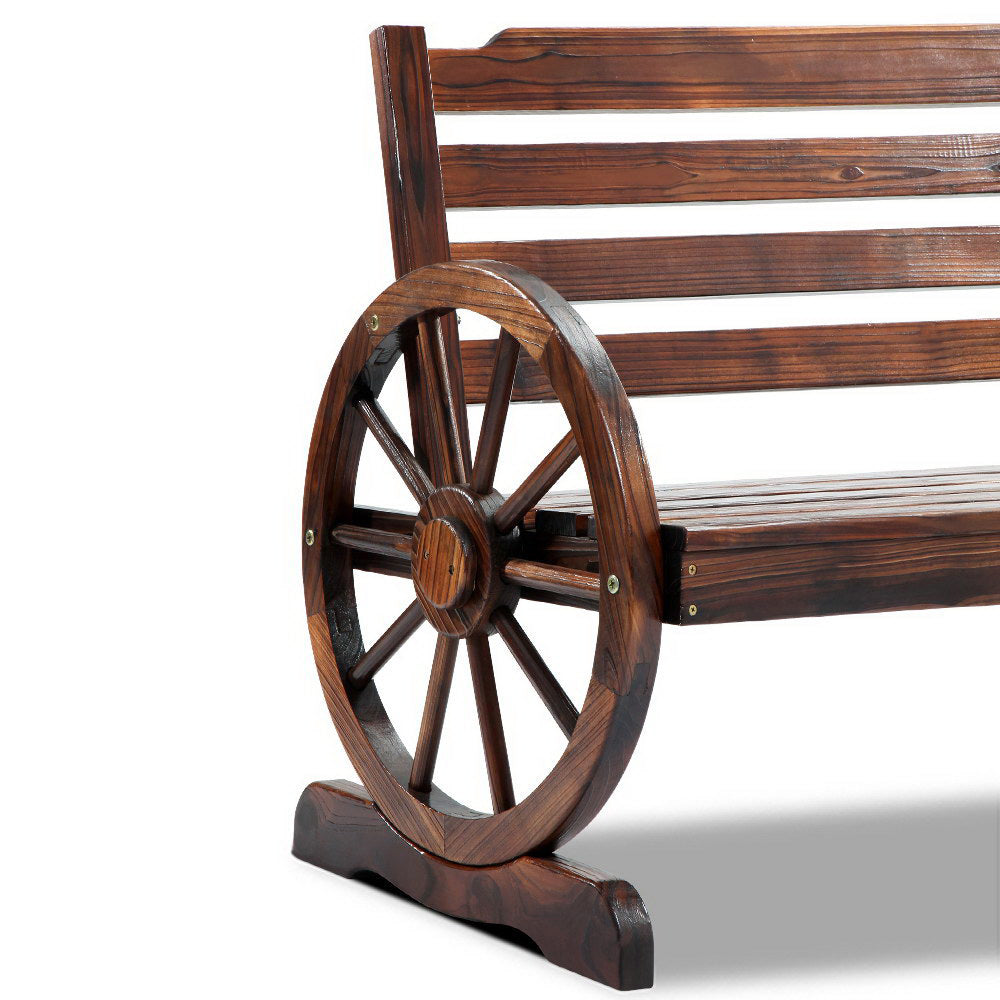 Outdoor Garden Bench Wooden 2 Seat Wagon Chair Patio Brown