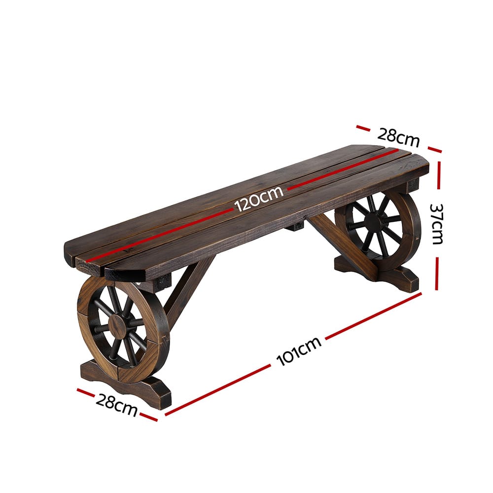 Outdoor Wooden Bench Seat 120x28x37cm