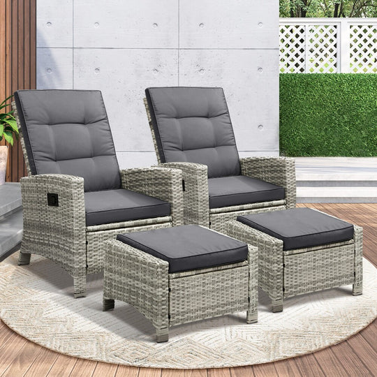 Recliner Chairs Outdoor Sun Lounger Setting Wicker Sofa
