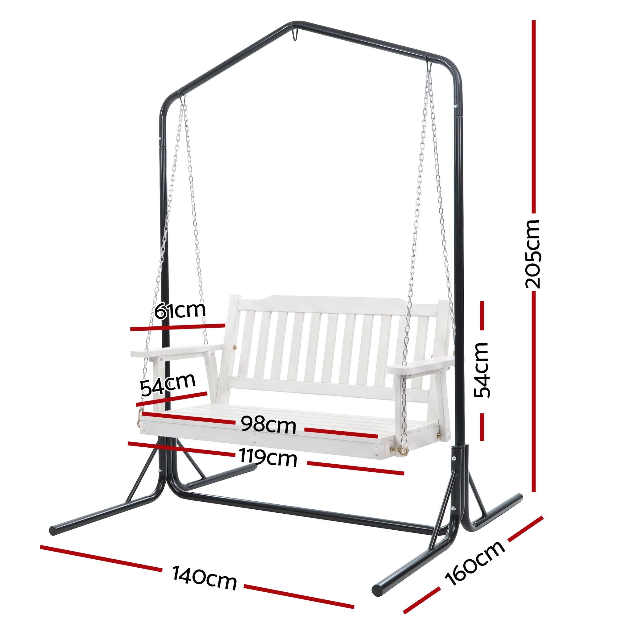 2-Seater Outdoor Swing Chair Wooden Stand | Simpledeals