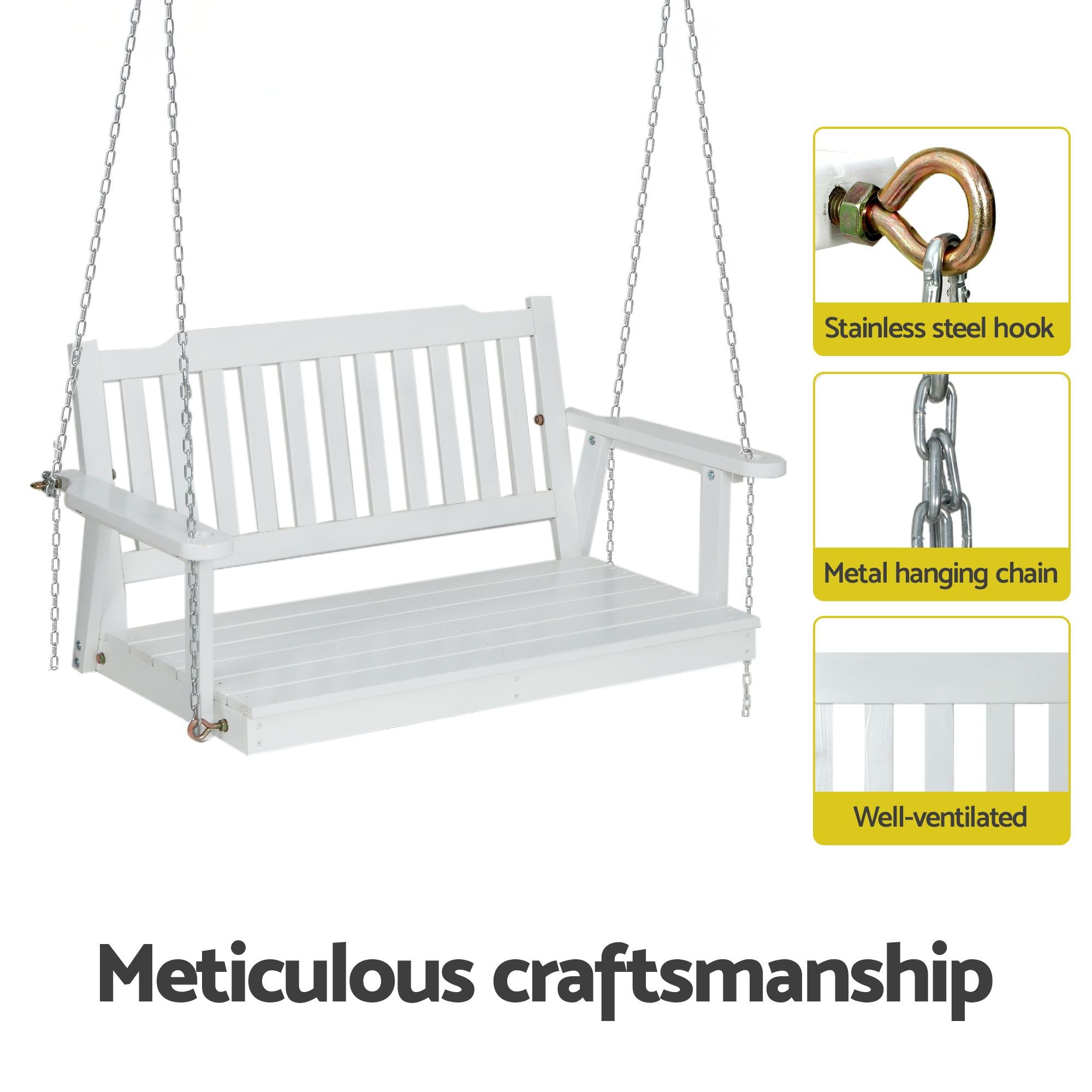 2-Seater Outdoor Swing Chair Wooden Stand | Simpledeals