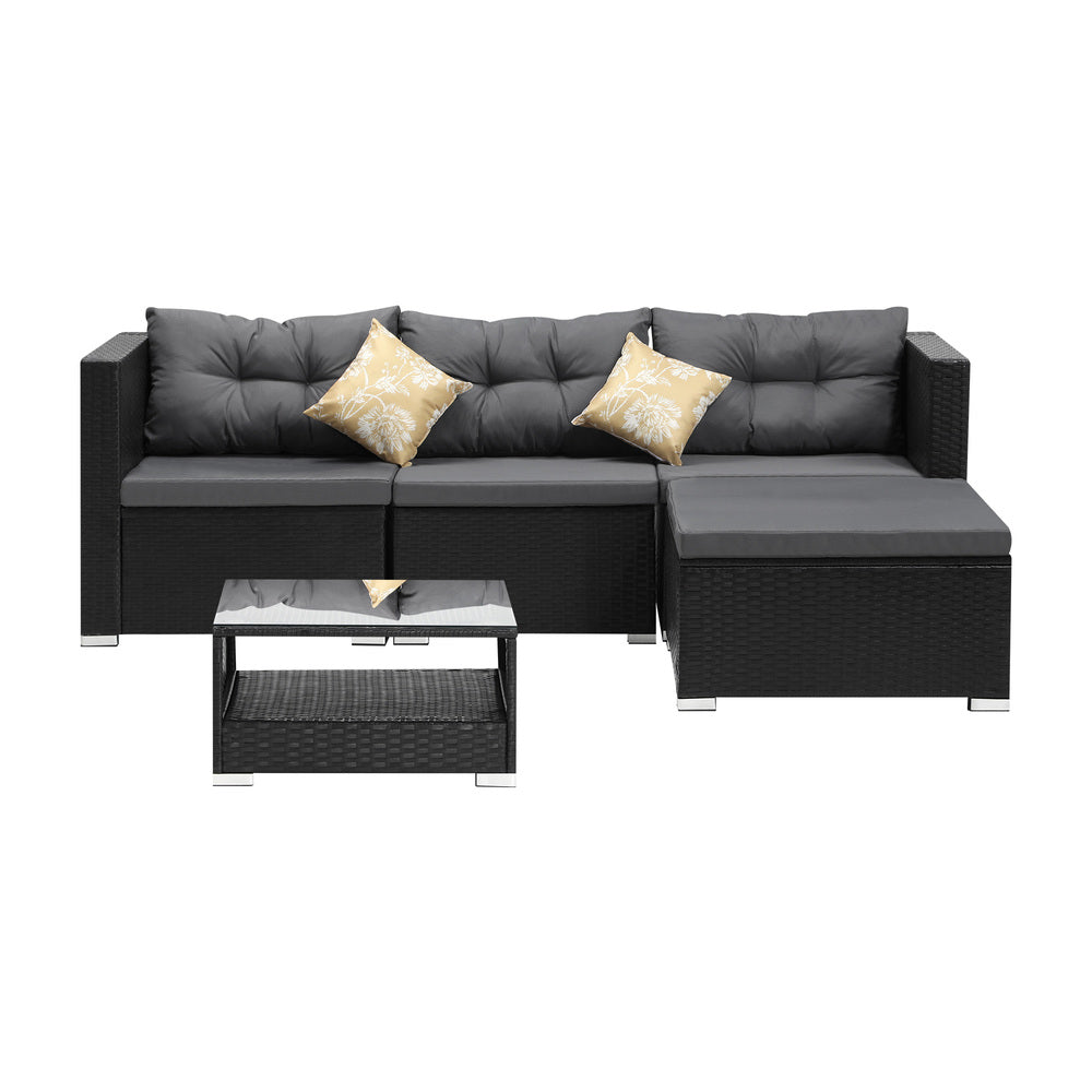 Outdoor Sofa Set 4 Seater Corner Modular Lounge with Cushions for Patio