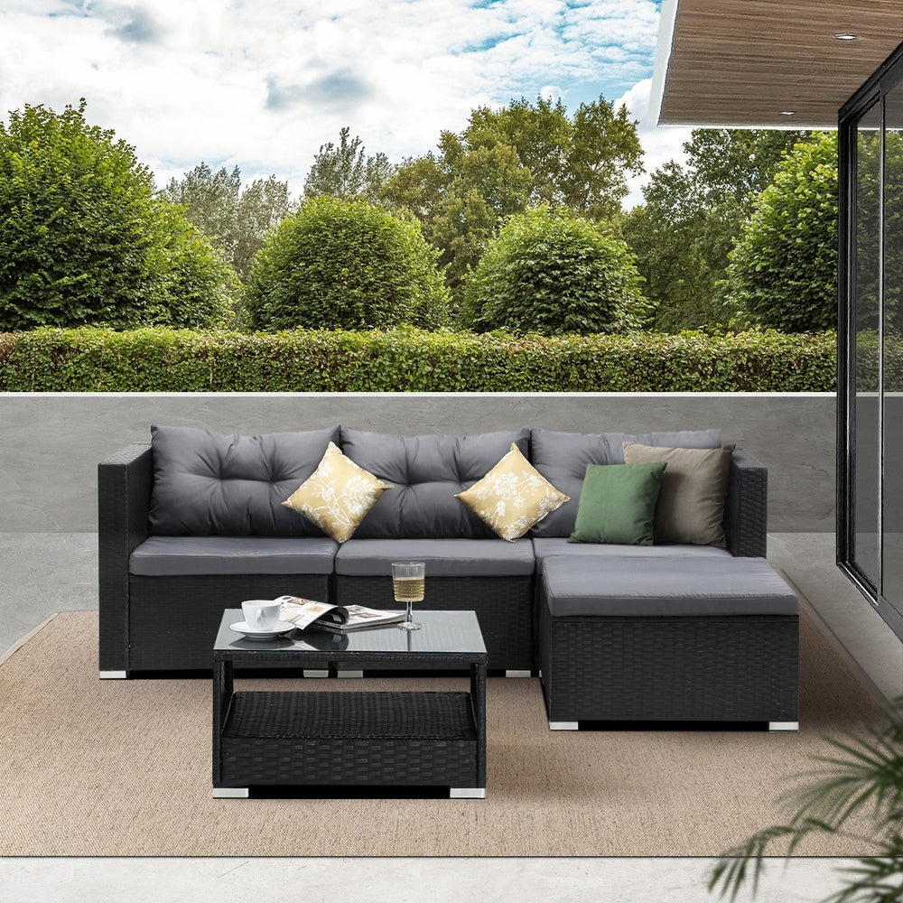 Outdoor Sofa Set 4 Seater Corner Modular Lounge with Cushions for Patio