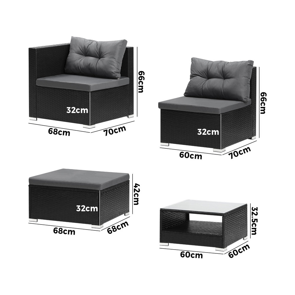 Outdoor Lounge Setting 7pc Wicker Sofa Set Rattan