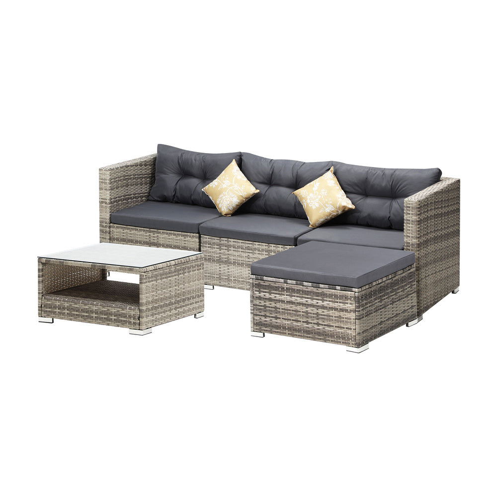 Outdoor Lounge Setting 5pc Wicker Sofa Set Rattan
