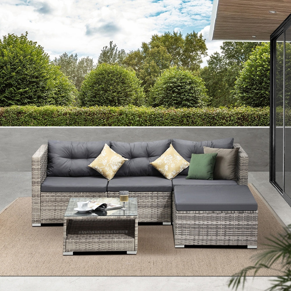 Outdoor Lounge Setting 5pc Wicker Sofa Set Rattan