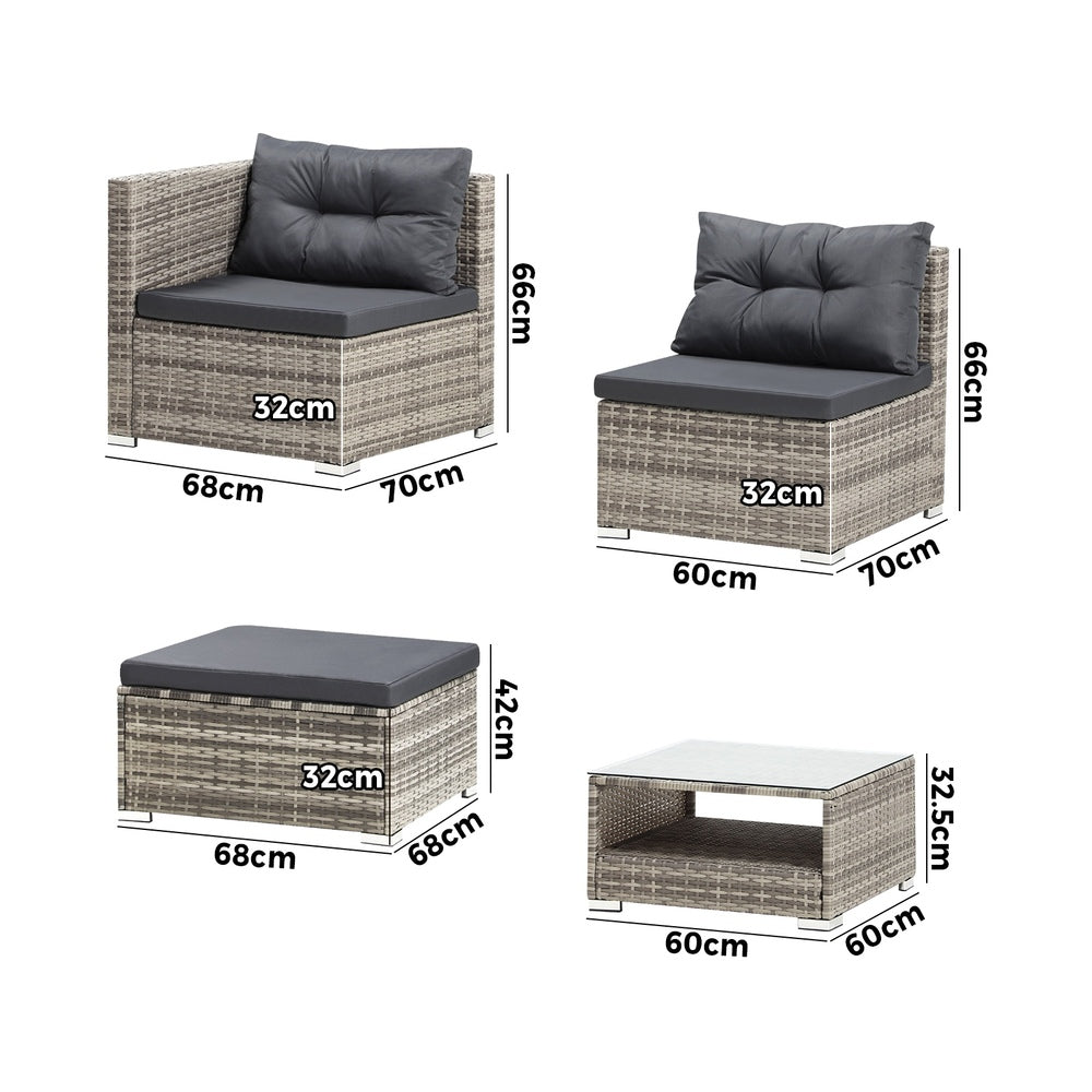 6 Seater Outdoor Lounge Set Wicker Sofa Rattan