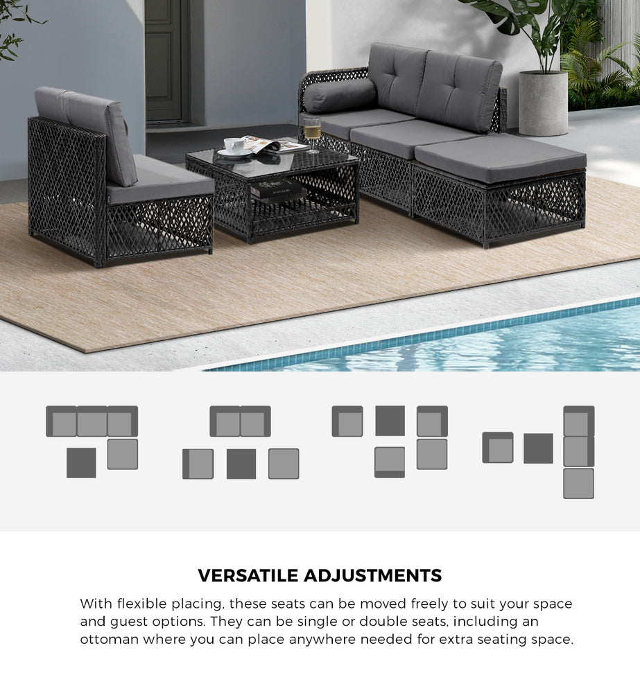 Outdoor Sofa Set 4/6 Seater Wicker Rattan Lounge Setting