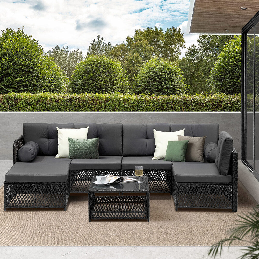 Outdoor Sofa Set 4/6 Seater Wicker Rattan Lounge Setting