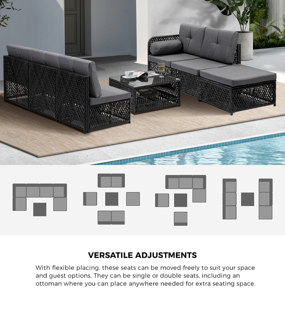Outdoor Sofa Set 4/6 Seater Wicker Rattan Lounge Setting