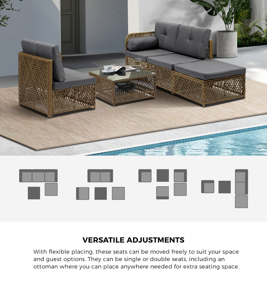 Outdoor Sofa Set 4/6 Seater Wicker Rattan Lounge Setting