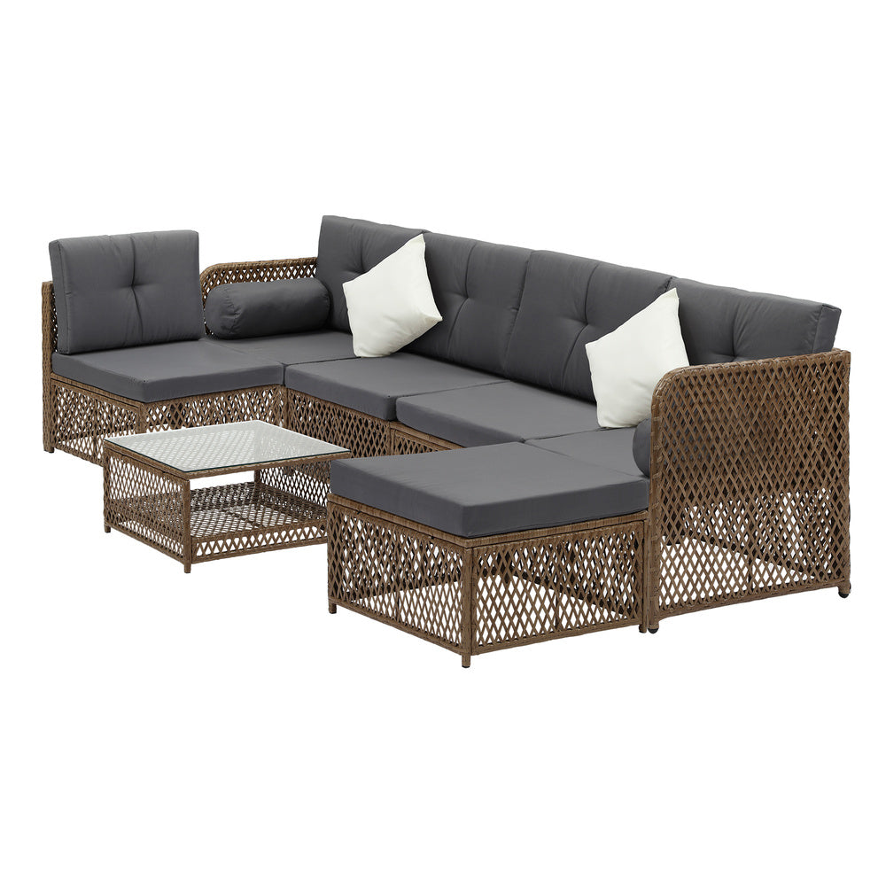 Outdoor Sofa Set 4/6 Seater Wicker Rattan Lounge Setting
