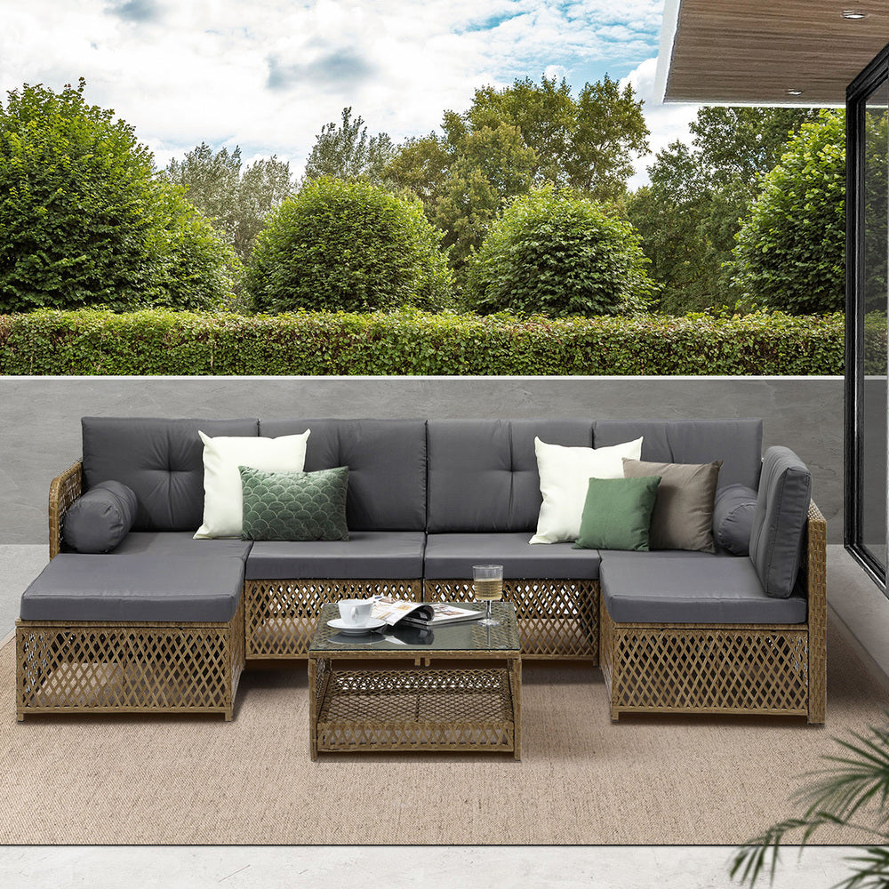 Outdoor Sofa Set 4/6 Seater Wicker Rattan Lounge Setting